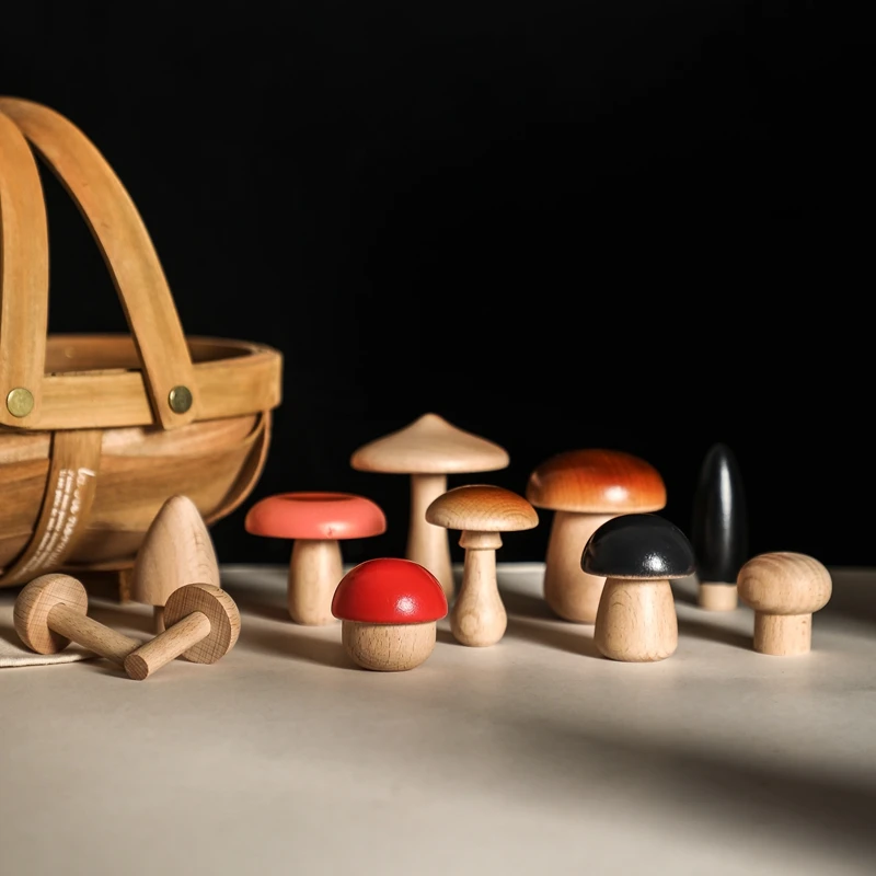 11PCS Baby Wooden Colorful Mushroom Block Toys Montessori Sorting Matching Game Educational Toys Baby Room Decoration Baby Gifts