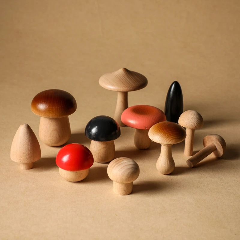 11PCS Baby Wooden Colorful Mushroom Block Toys Montessori Sorting Matching Game Educational Toys Baby Room Decoration Baby Gifts