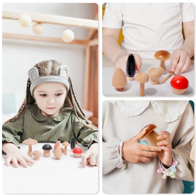 11PCS Baby Wooden Colorful Mushroom Block Toys Montessori Sorting Matching Game Educational Toys Baby Room Decoration Baby Gifts - Image 6