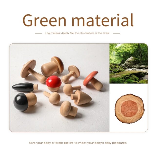 11PCS Baby Wooden Colorful Mushroom Block Toys Montessori Sorting Matching Game Educational Toys Baby Room Decoration Baby Gifts - Image 5