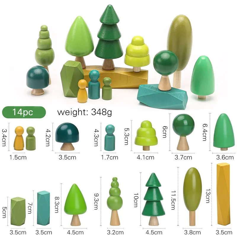 Wooden Building Block Toy for Kids Dinosaur Natural Simulation Tree DIY Coloring Stacking Educational Toy Montessori Puzzle Game