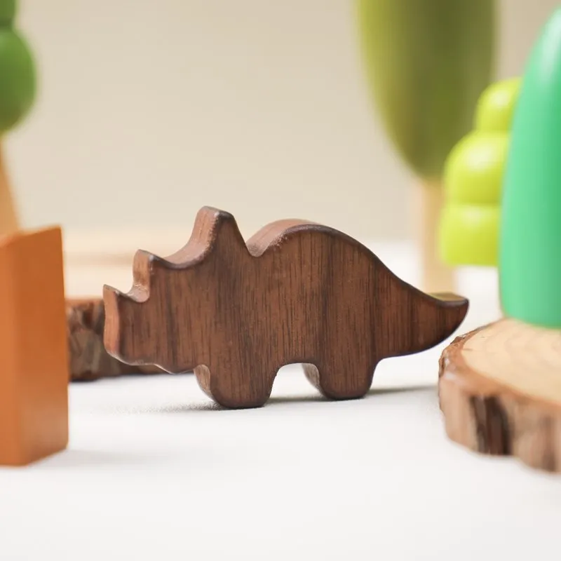 Wooden Building Block Toy for Kids Dinosaur Natural Simulation Tree DIY Coloring Stacking Educational Toy Montessori Puzzle Game