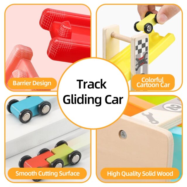 7 Track Wooden Ramp Racing Toddler Toys Car Set Montessori Educational Game Mini Inertia Slide Roller Coaster Christmas Gifts - Image 4