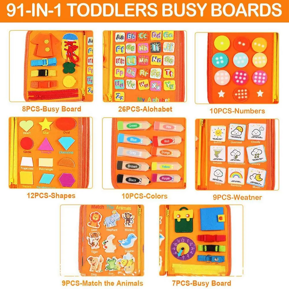 Montessori Busy Book For Kids Busy Book Toddler Books Toddler Car Activities Preschool Learning Felt Board With Multiple Themes