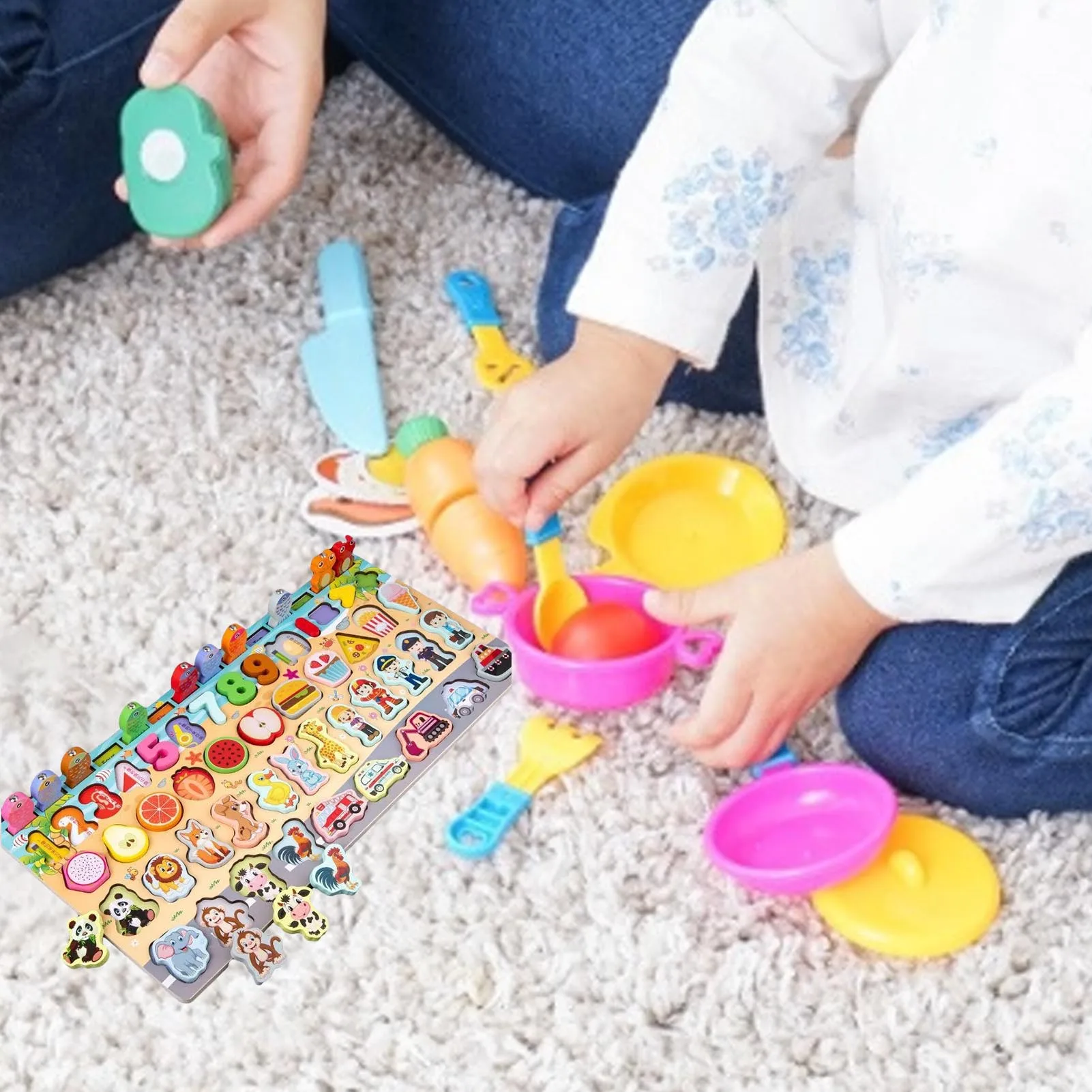 Montessori Educational Wooden Toys for Kids Montessori Toys Board Math Fishing Montessori Toys Educational for 1 2 3 Years Old