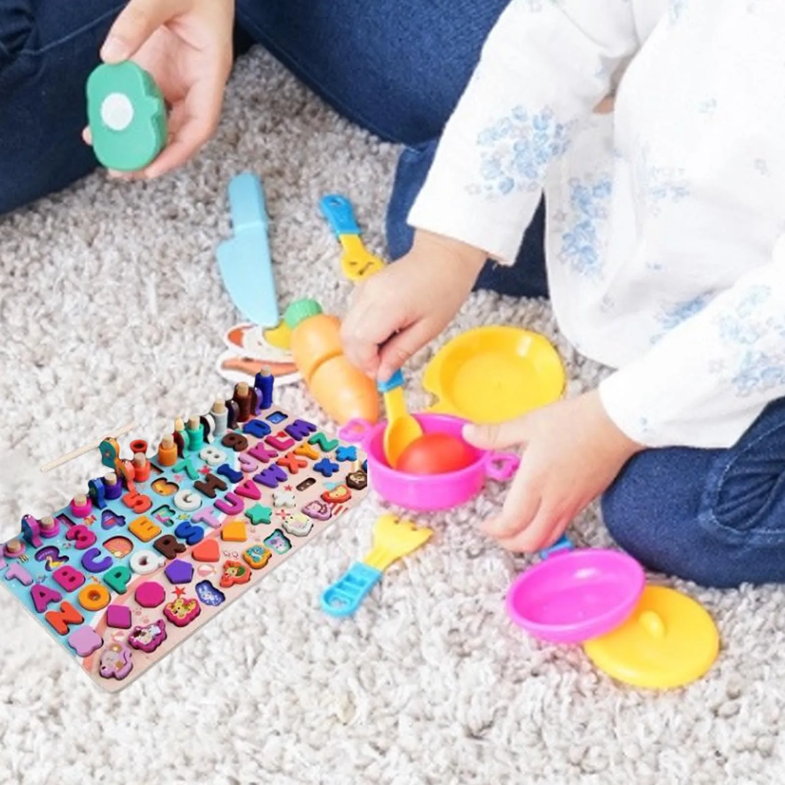 Montessori Educational Wooden Toys for Kids Montessori Toys Board Math Fishing Montessori Toys Educational for 1 2 3 Years Old