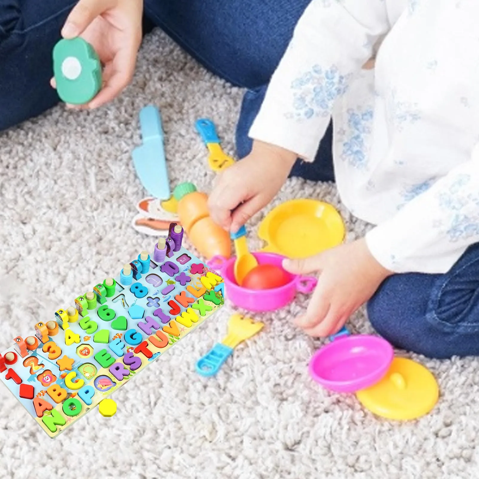 Montessori Educational Wooden Toys for Kids Montessori Toys Board Math Fishing Montessori Toys Educational for 1 2 3 Years Old