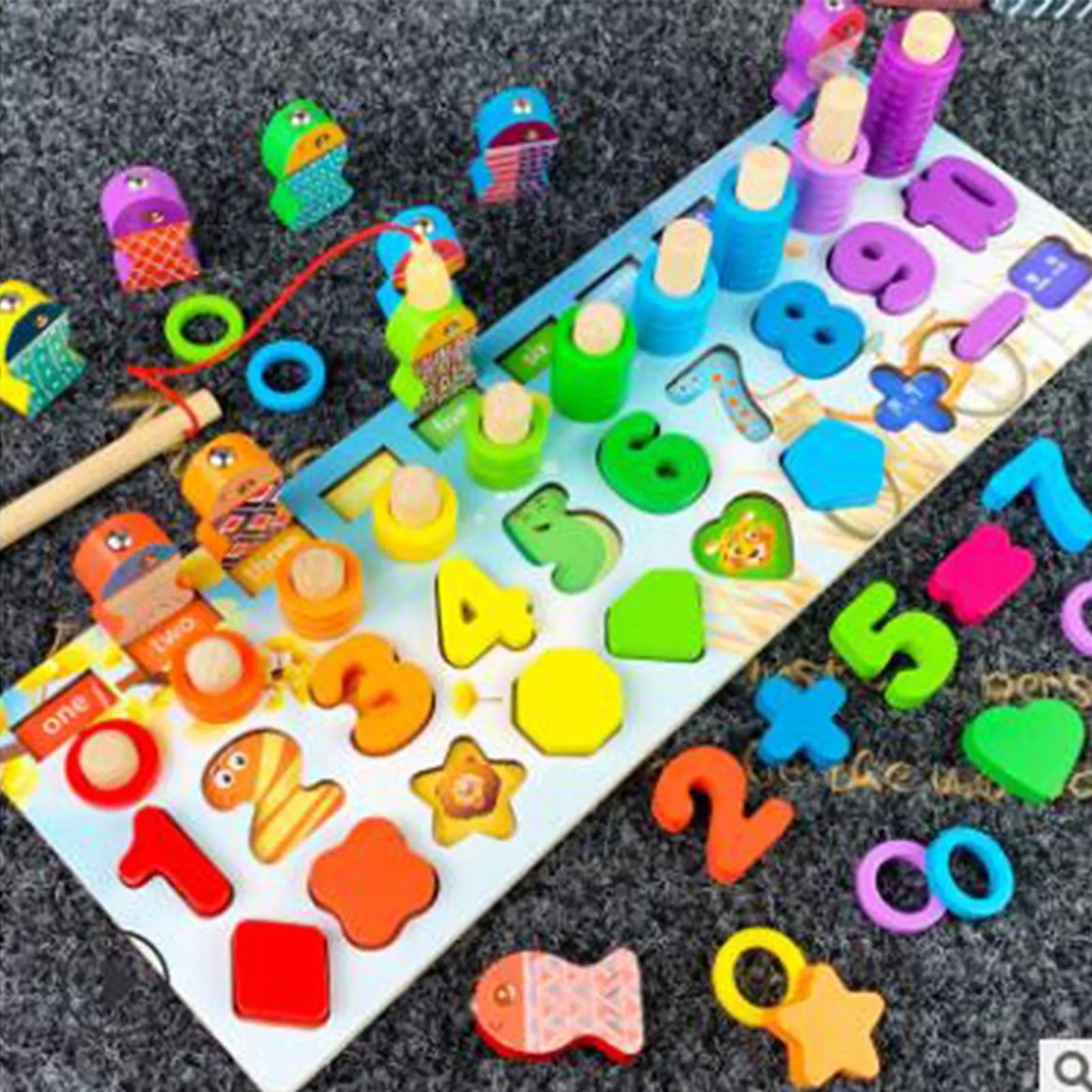 Montessori Educational Wooden Toys for Kids Montessori Toys Board Math Fishing Montessori Toys Educational for 1 2 3 Years Old