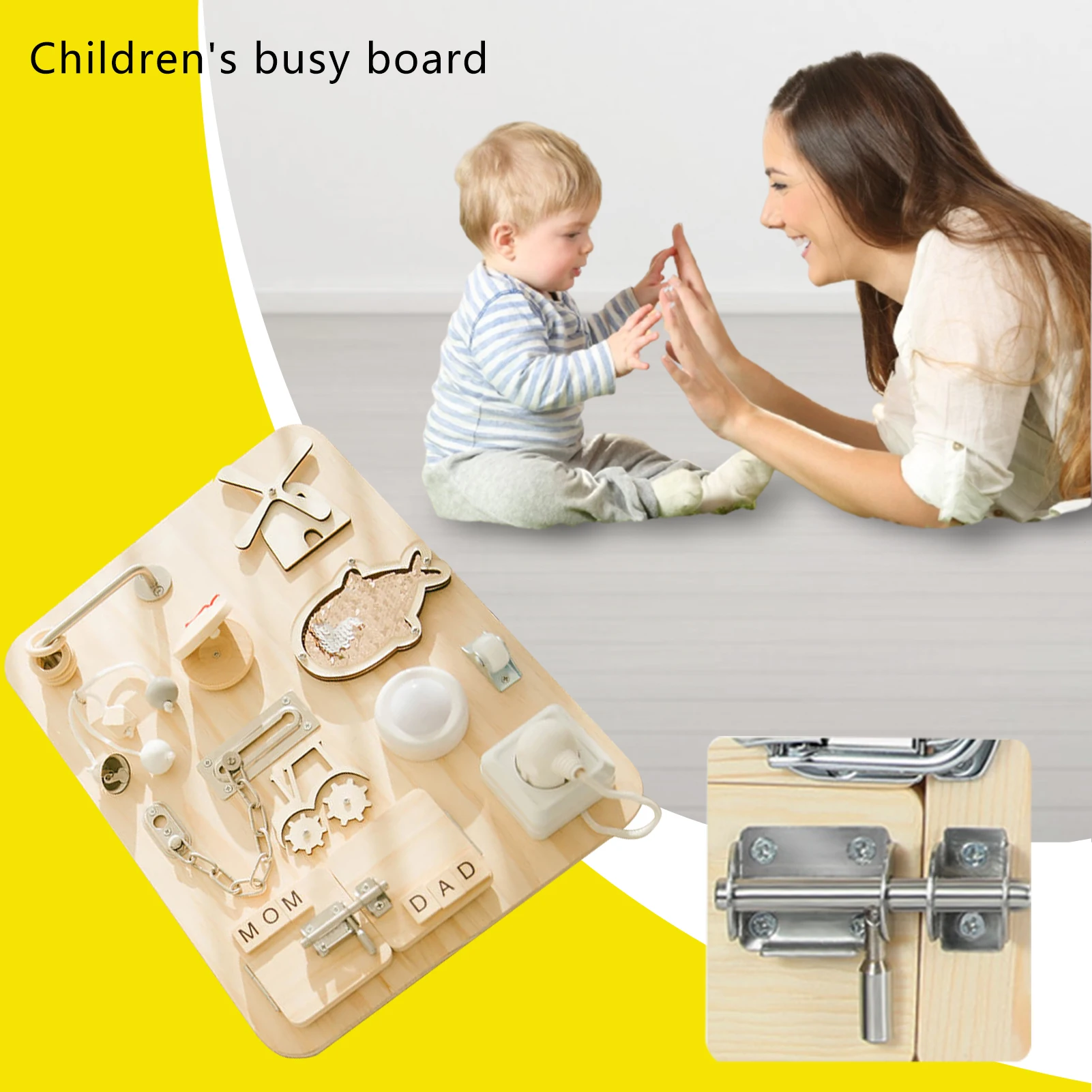 Toddler Busy Boards Montessori Toys For 1-3 Year Wooden Lock Activity Board Learning Basic Skills Sensory Board Educational Toy