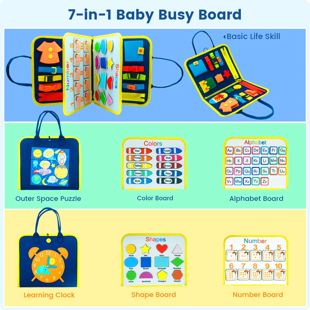 Multiple Themes Busy Books for Toddlers Montessori Baby Busy Board Felt Children Hand Autism Toys Preschool Sensory Learning Toy