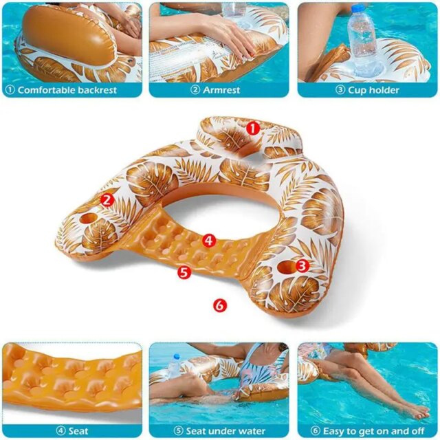 Pool Floaties For Adults U-Shaped Inflatable Pool Floaties In Tropical Rainforest Theme Decorative Lightweight Pool And Sea Toys - Image 2