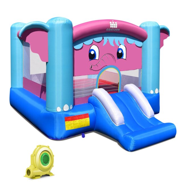 Inflatable Bounce House 3-in-1 Elephant Theme Inflatable Castle w/ 735W Blower