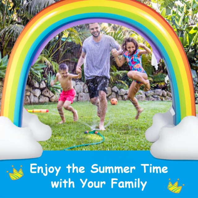 Inflatable Rainbow Sprinkler Backyard Games Summer Outside Water Toy Yard Fun - Image 5