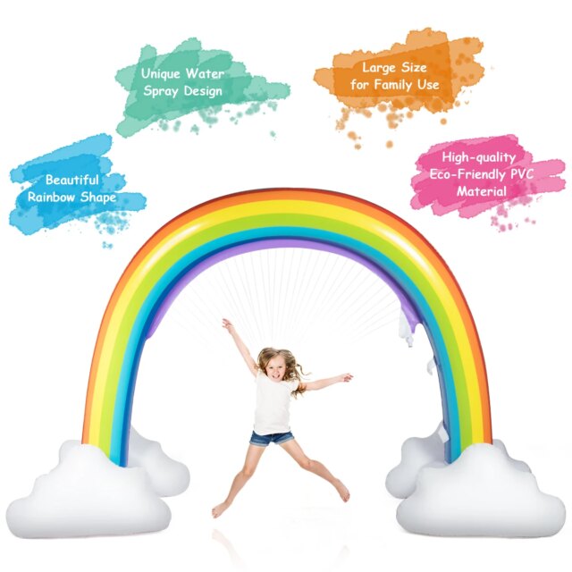 Inflatable Rainbow Sprinkler Backyard Games Summer Outside Water Toy Yard Fun - Image 6