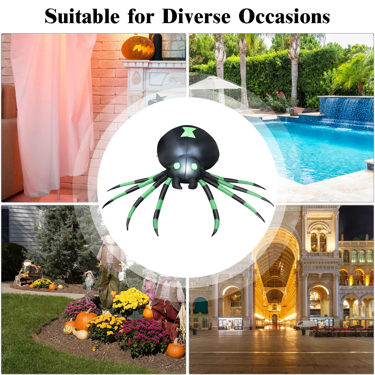 6FT Halloween Inflatable Blow-Up Spider w/ LED Lights Outdoor Yard Decoration