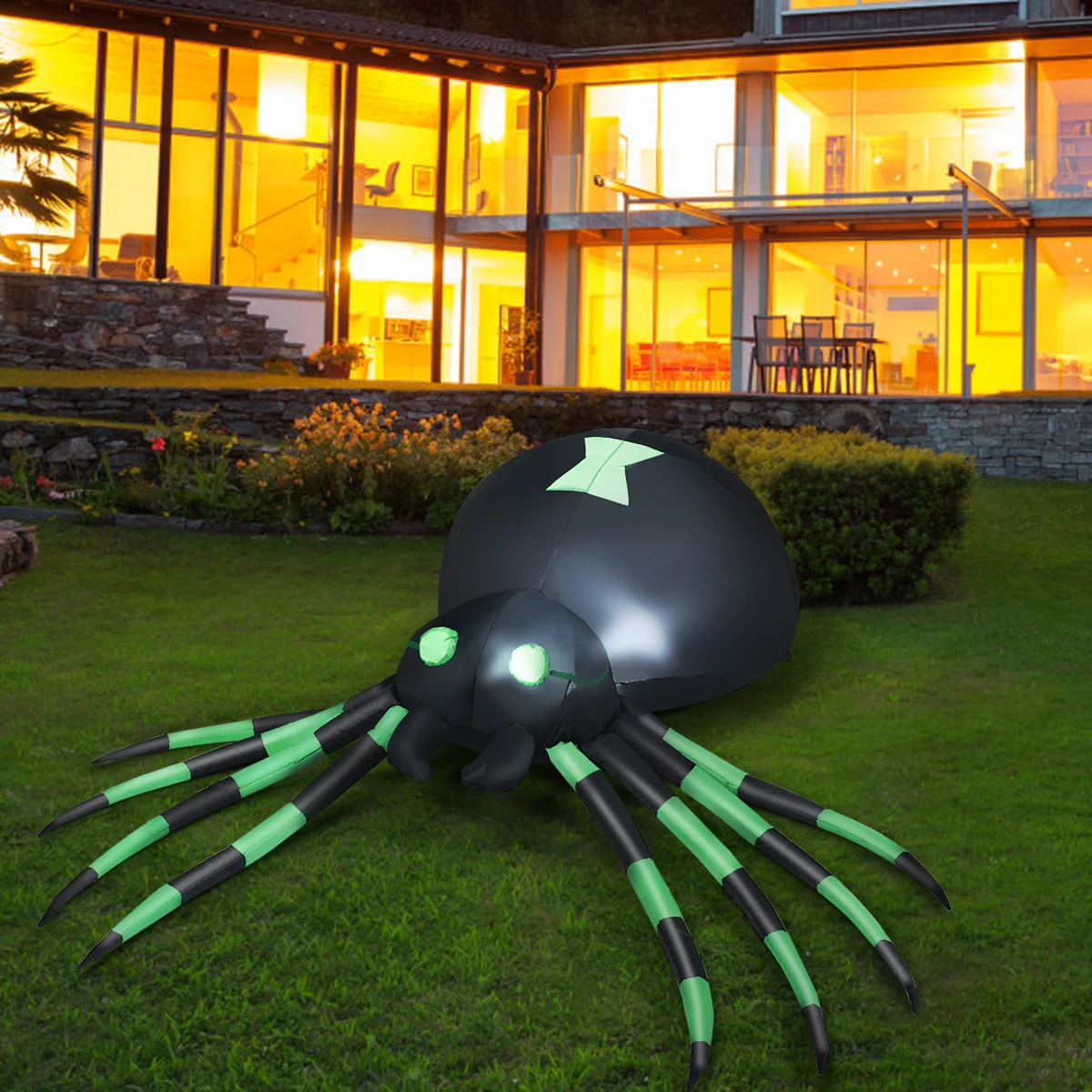 6FT Halloween Inflatable Blow-Up Spider w/ LED Lights Outdoor Yard Decoration