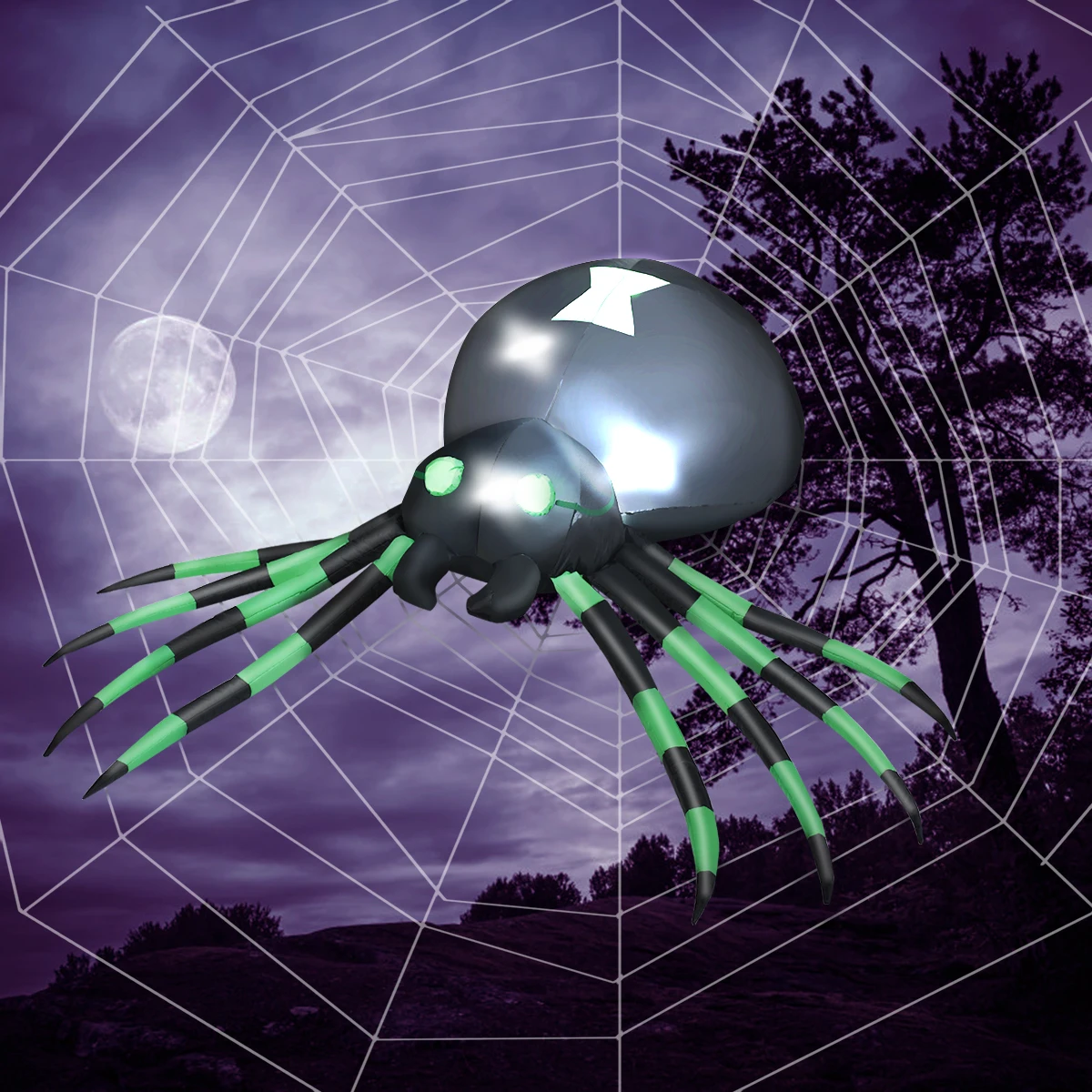 6FT Halloween Inflatable Blow-Up Spider w/ LED Lights Outdoor Yard Decoration