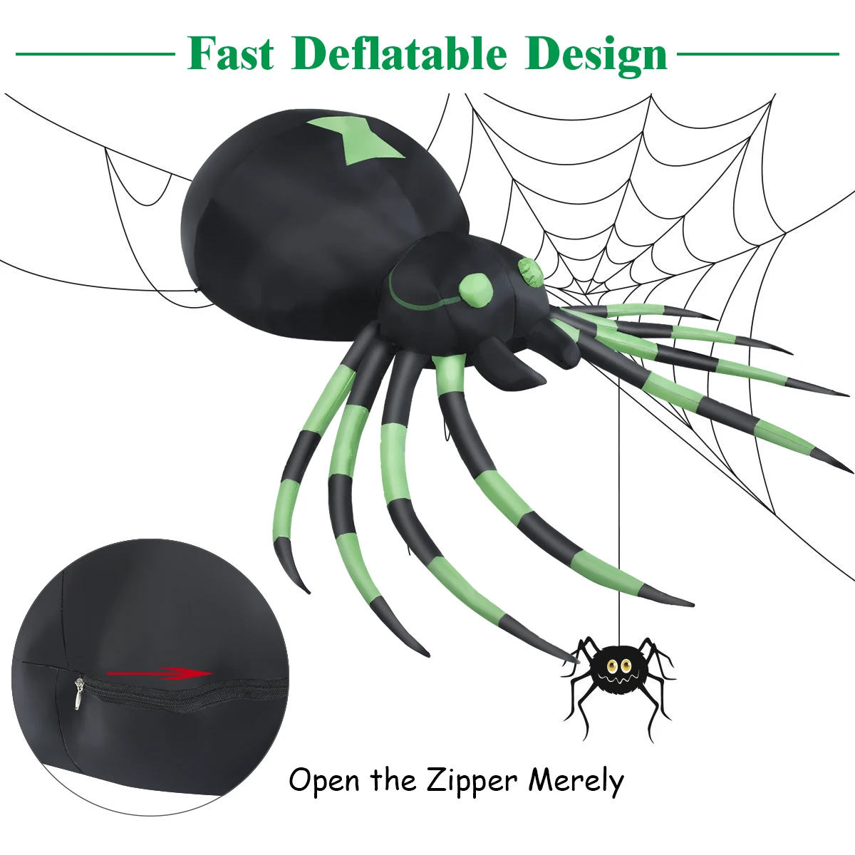 6FT Halloween Inflatable Blow-Up Spider w/ LED Lights Outdoor Yard Decoration