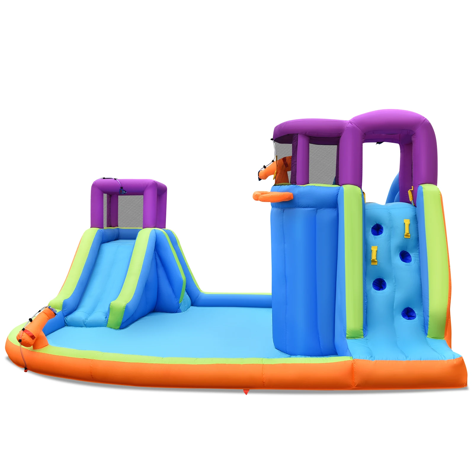 Bountech 6 in 1 Inflatable Dual Slide Water Park Climbing Bouncer Without Blower