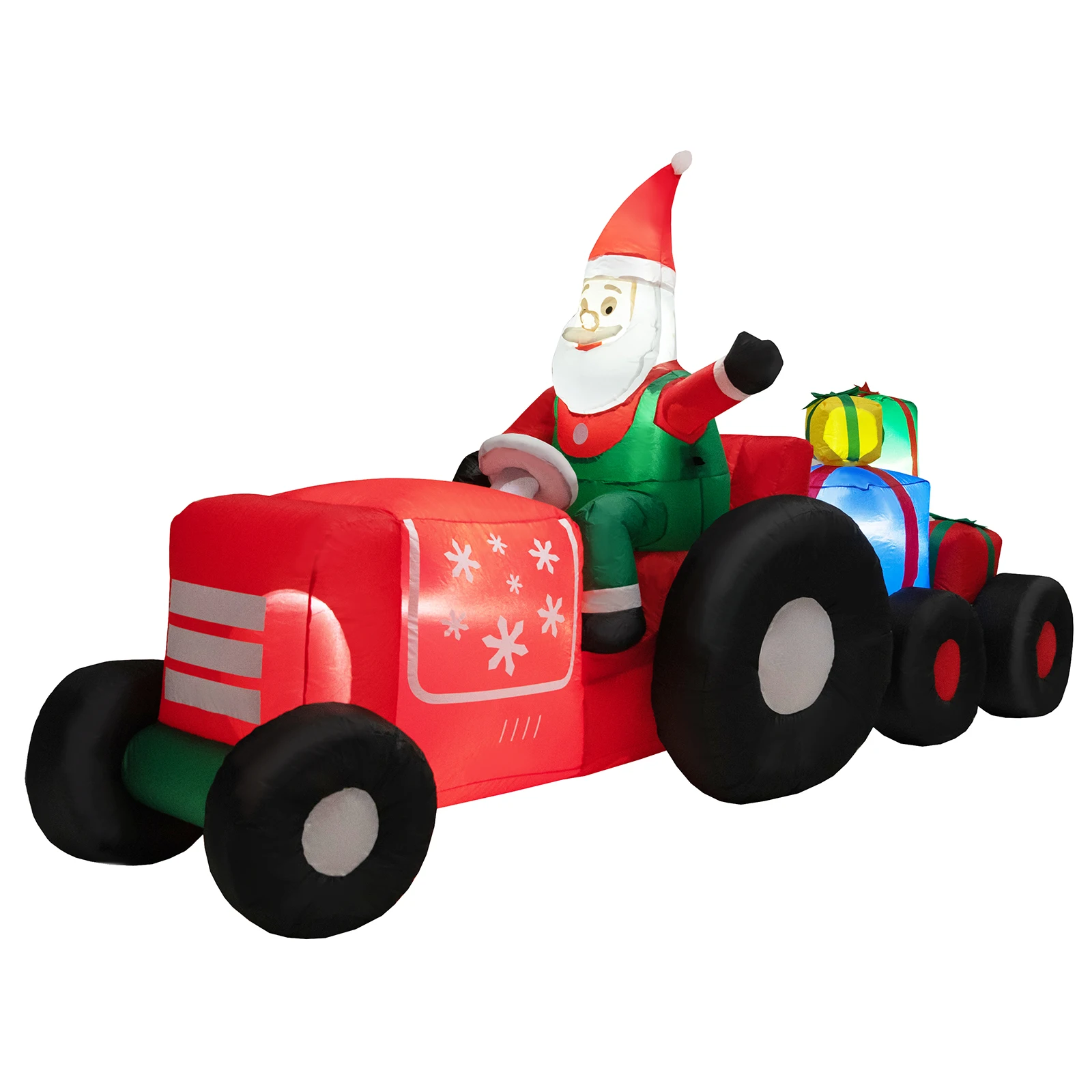 9 FT Long Christmas Inflatable Santa Claus Driving Tractor with Gifts Decoration