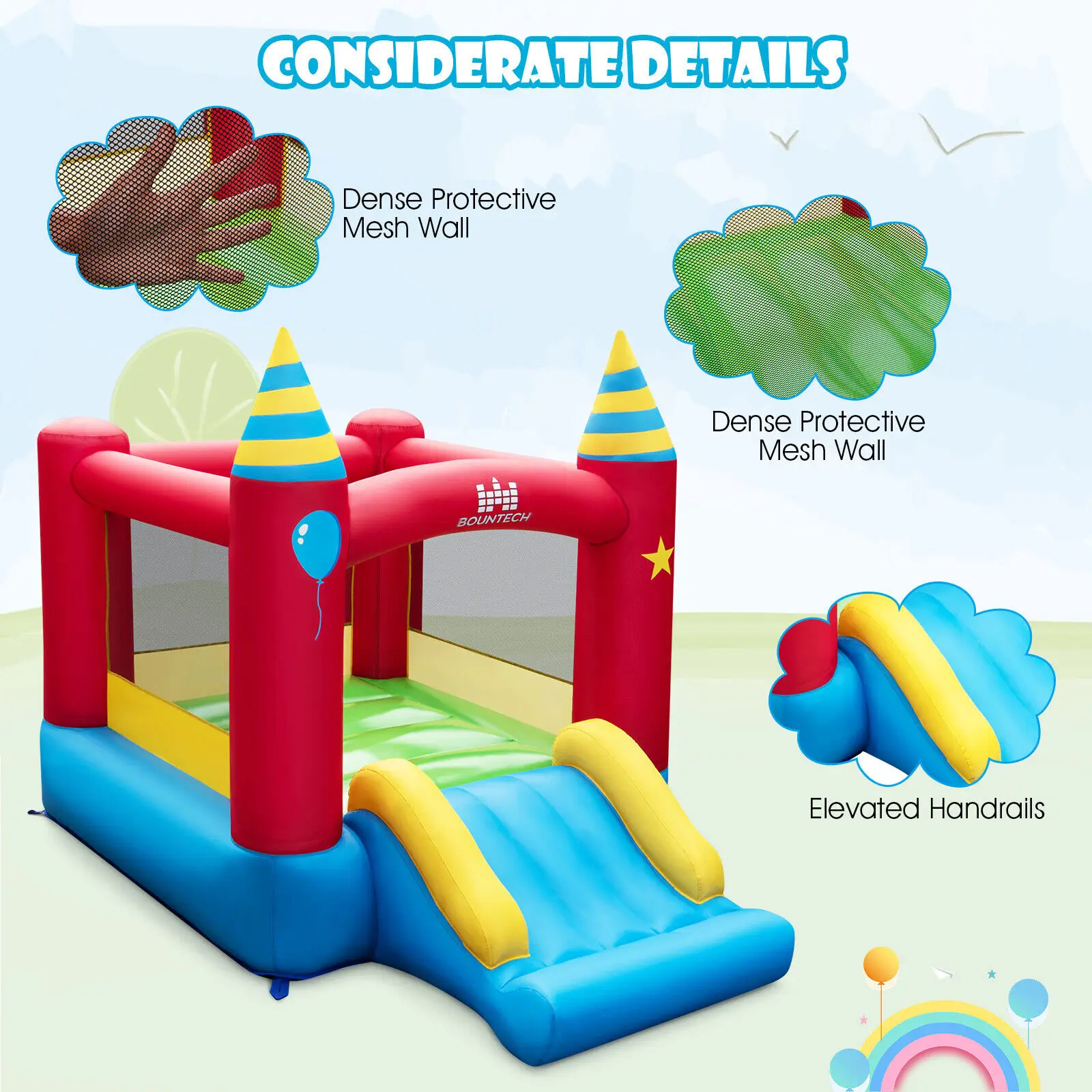 Costway Inflatable Bounce Castle Kids Jumping Bouncer Indoor Outdoor with 480W Blower