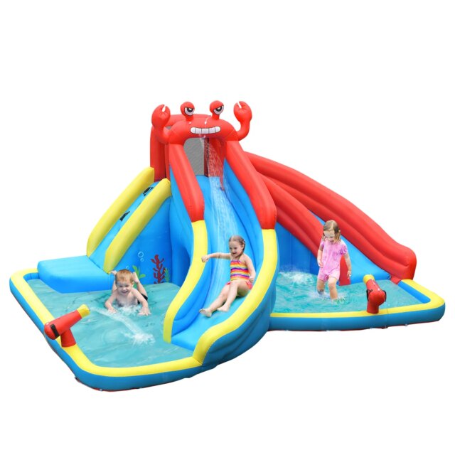 Inflatable Water Slide Crab Dual Slide Bounce House Splash Pool Without Blower