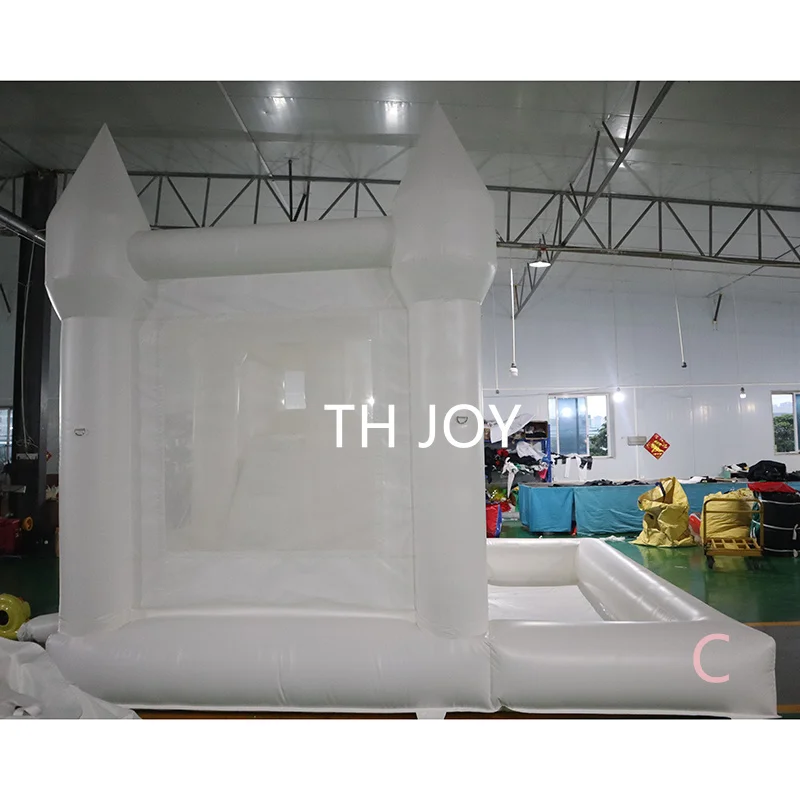 free shipment, outdoor commercial inflatable wedding bouncy castle,white bounce house with slide combos for party