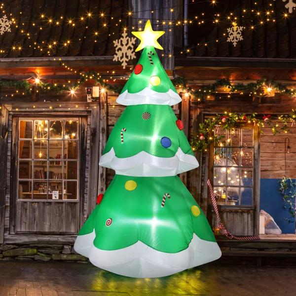 6.9 FT Lighted Christmas Inflatable Decoration, Inflatable Christmas Tree, Blow Up Yard Decorations with Built-in LED Lights