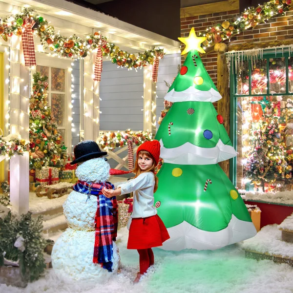 6.9 FT Lighted Christmas Inflatable Decoration, Inflatable Christmas Tree, Blow Up Yard Decorations with Built-in LED Lights