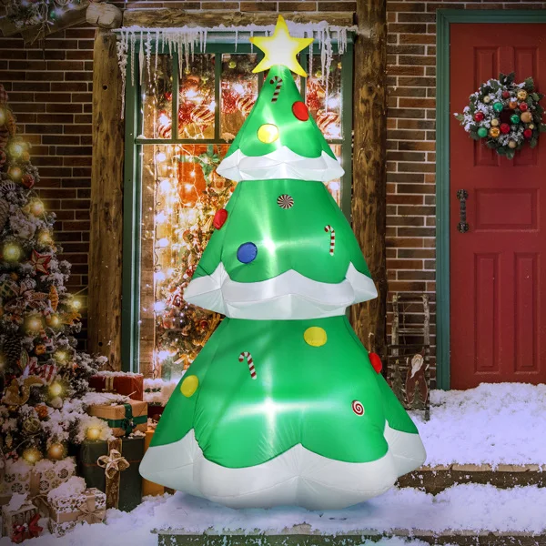 6.9 FT Lighted Christmas Inflatable Decoration, Inflatable Christmas Tree, Blow Up Yard Decorations with Built-in LED Lights