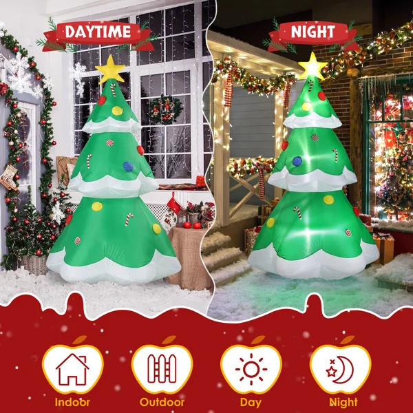 6.9 FT Lighted Christmas Inflatable Decoration, Inflatable Christmas Tree, Blow Up Yard Decorations with Built-in LED Lights