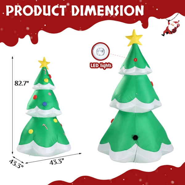 6.9 FT Lighted Christmas Inflatable Decoration, Inflatable Christmas Tree, Blow Up Yard Decorations with Built-in LED Lights