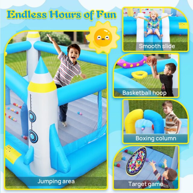 Multifunctional Jump 'n Slide Inflatable Bouncer for Kids Complete Setup with Blower - 198" x 180" Play Area - 96" Tall - Image 5