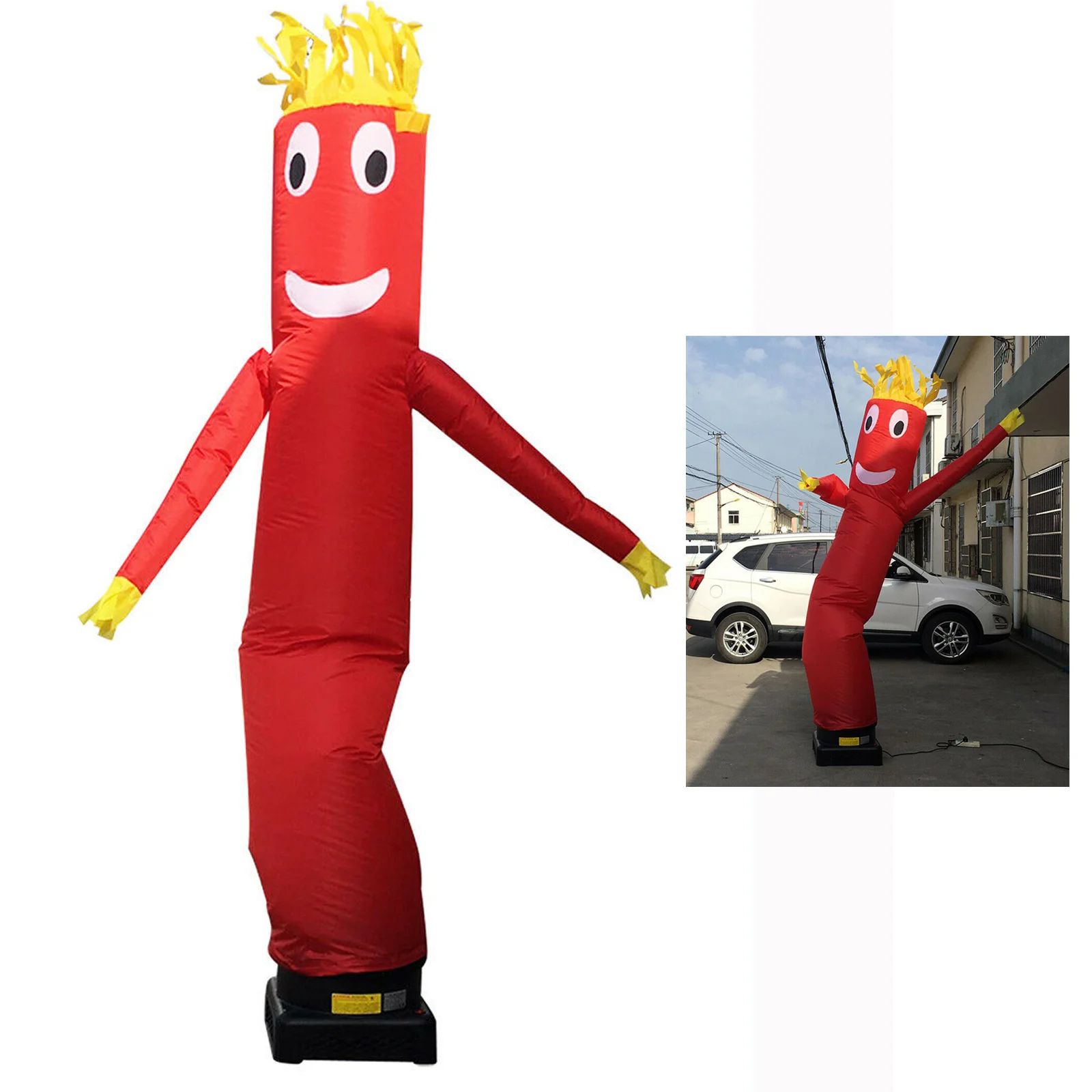 10Feet Tube Man Inflatable Tube Guy Air Dancer Eye-Catching Plaid Fabric Tube Guy Reusable Puppet Dancer For Shop Celebration