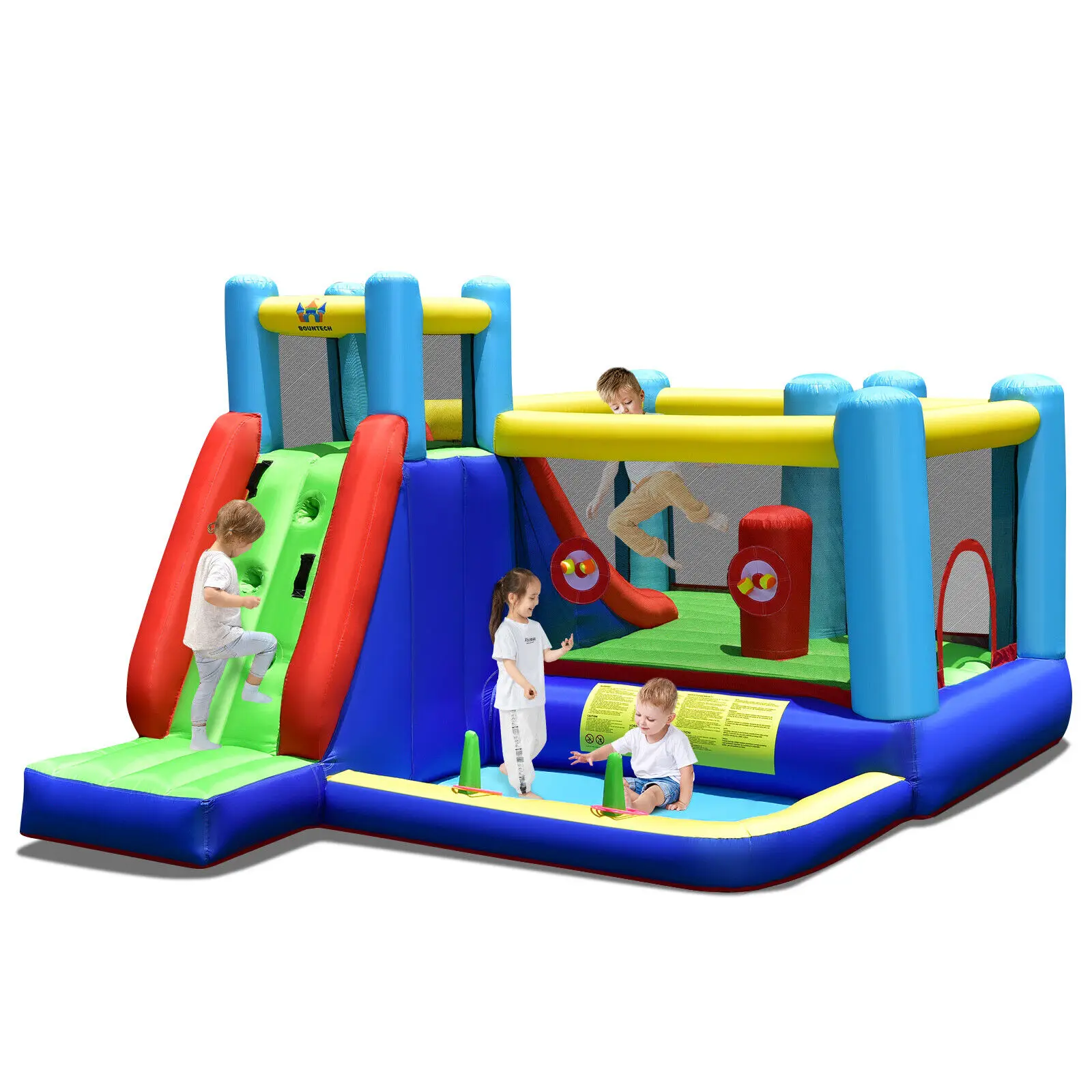 Costway Inflatable Bounce House 8-in-1 Kids Inflatable Bouncer W/ Slide (Without Blower)