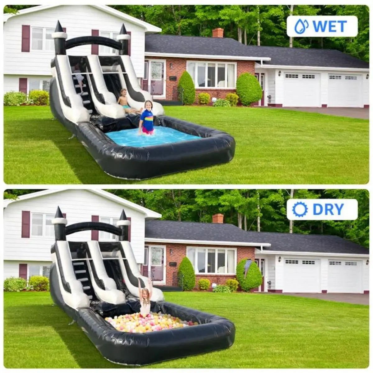 Commercial Grade Inflatable Water Slide with Splash Pool Bouncy Castle for Adults and Kids Includes Blower Customization