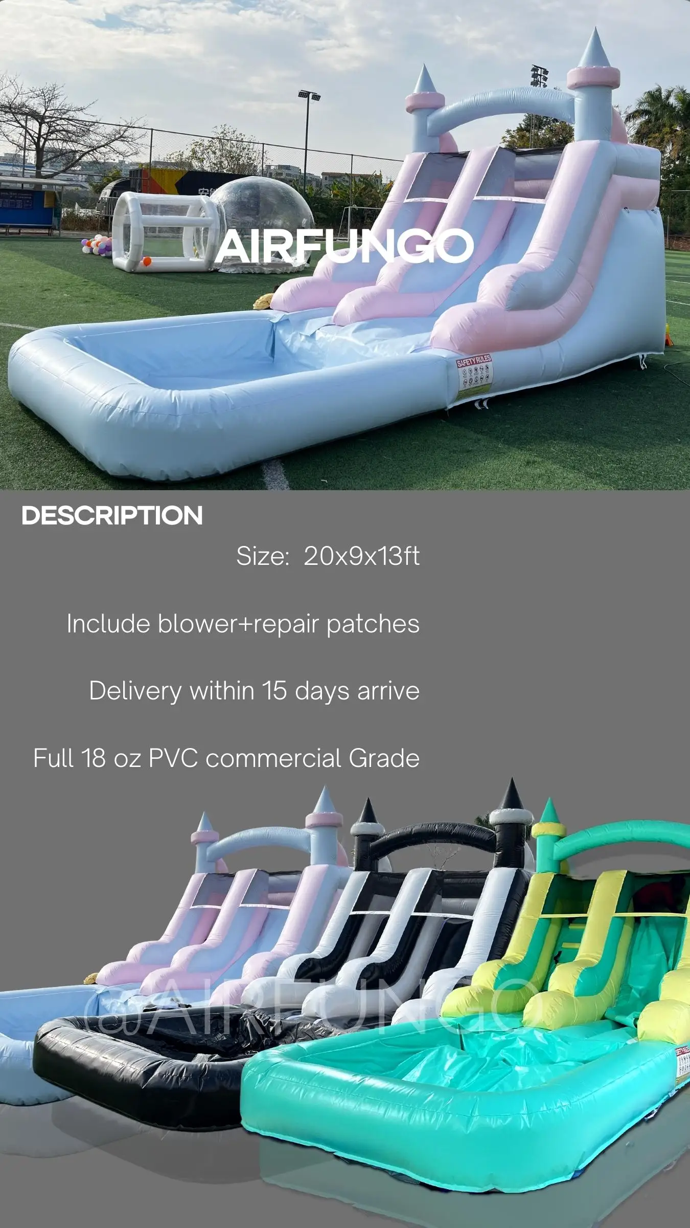 Commercial Grade Inflatable Water Slide with Splash Pool Bouncy Castle for Adults and Kids Includes Blower Customization