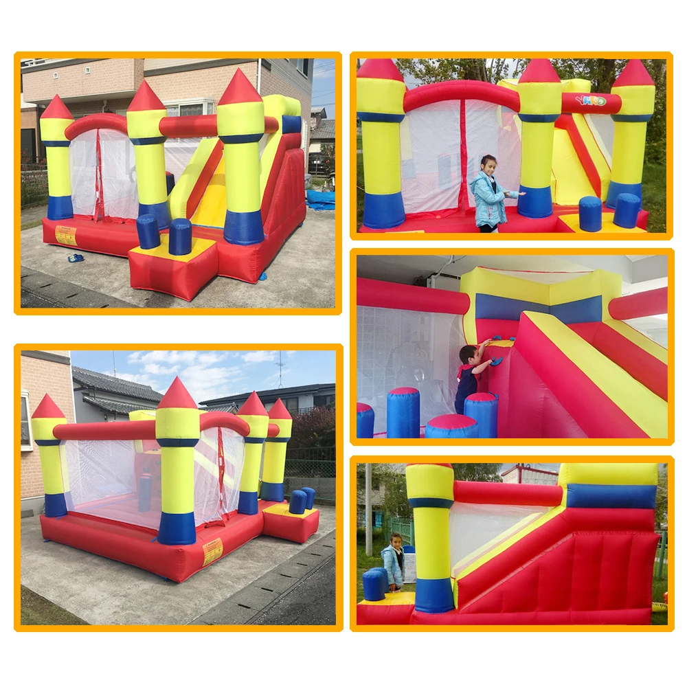 YARD Large Inflatable Bouncer Trampoline With Obstacle Slide 4*3.8*2.5M Outdoors Home Use PVC Oxford Christmas Birthday Gift