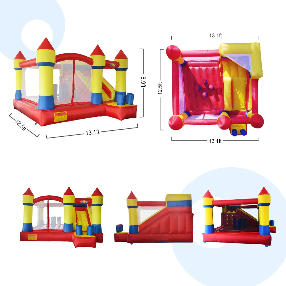 YARD Large Inflatable Bouncer Trampoline With Obstacle Slide 4*3.8*2.5M Outdoors Home Use PVC Oxford Christmas Birthday Gift