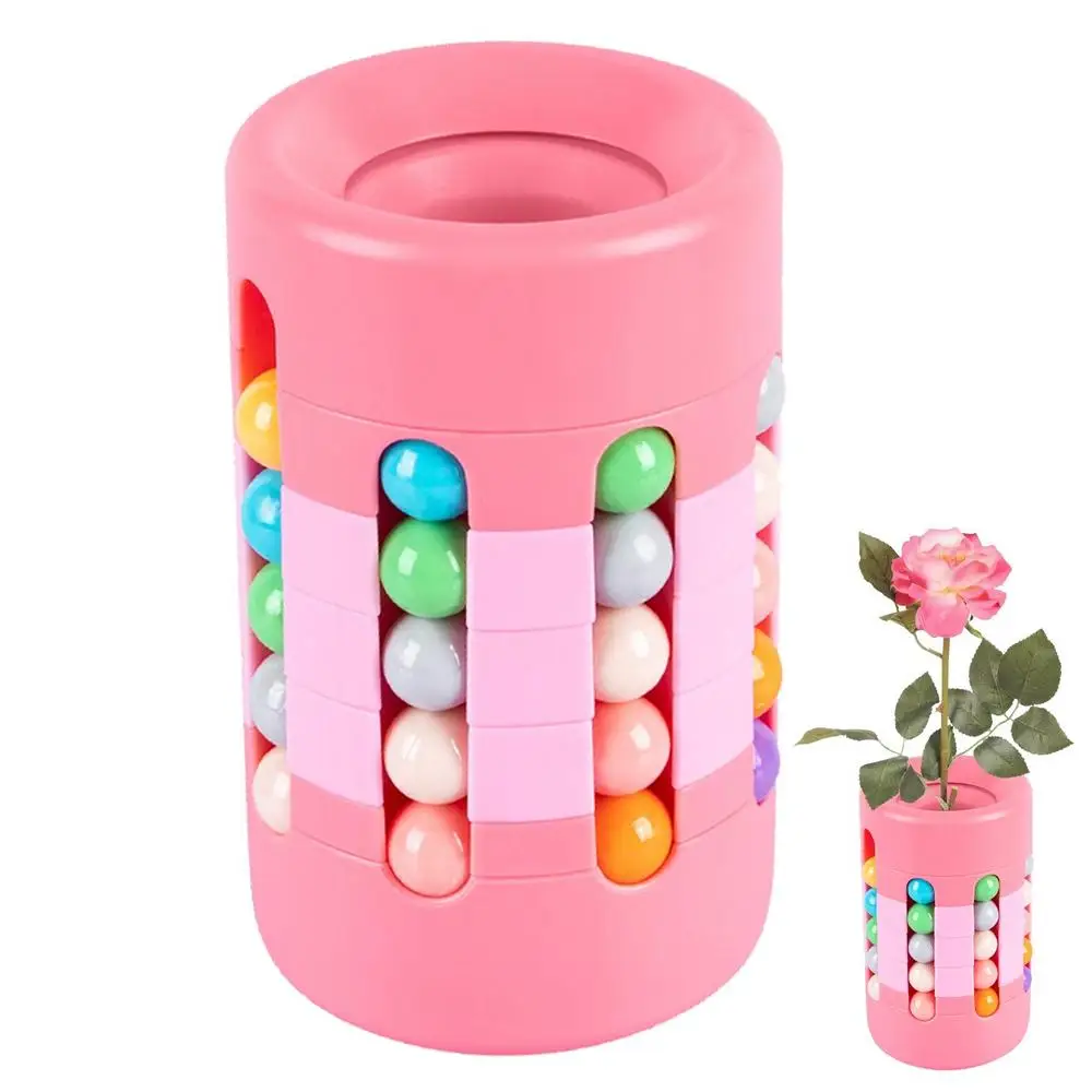 Rotating Magic Beans Cube Creative Pen Holder Kids Adults Stress Relief Spinning Bead Puzzles Children Intelligence Game