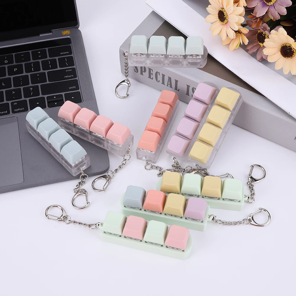 4 Keys Keyboard Keycaps Fidget Toy DIY Finger Keycaps Party Stress Relief Keyboard Caps Finger Button Fidget Decompression Toys