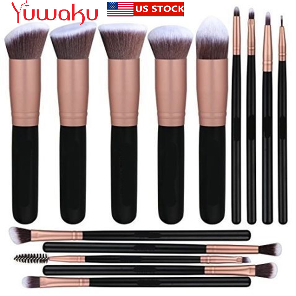 14pcs Makeup Brush Set Pro Eyeshadow Foundation Powder Blush Lip Brushes Tools