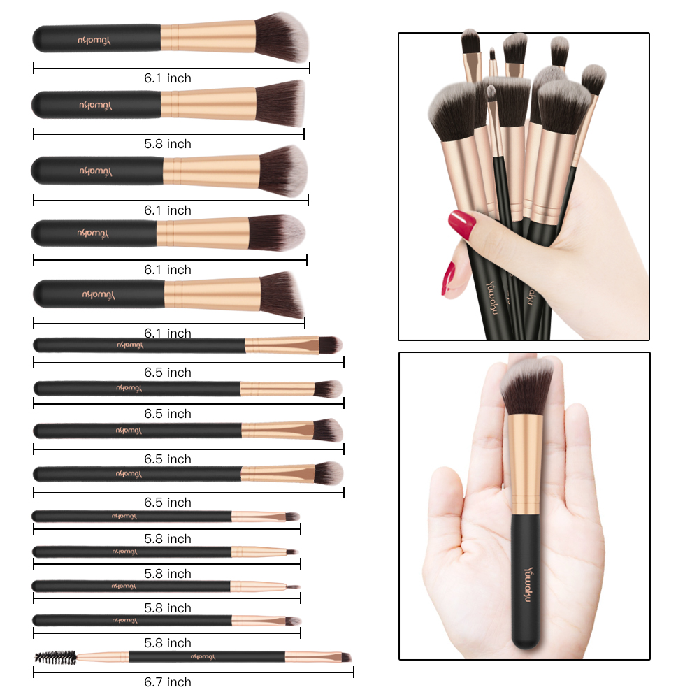 14pcs Makeup Brush Set Pro Eyeshadow Foundation Powder Blush Lip Brushes Tools