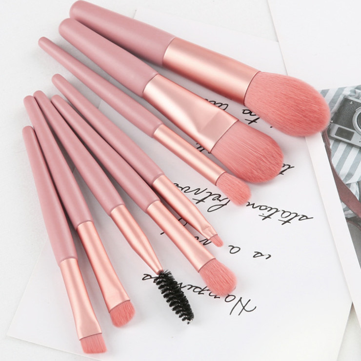 8Pcs Makeup Brushes Pro Pink Brush Set Powder EyeShadow Blending Eyeliner Eyelash Eyebrow Make Up Beauty Cosmestic Brushes