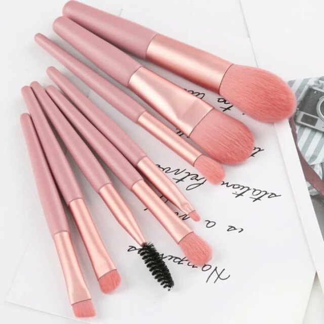 8Pcs Makeup Brushes Pro Pink Brush Set Powder EyeShadow Blending Eyeliner Eyelash Eyebrow Make Up Beauty Cosmestic Brushes - Image 4