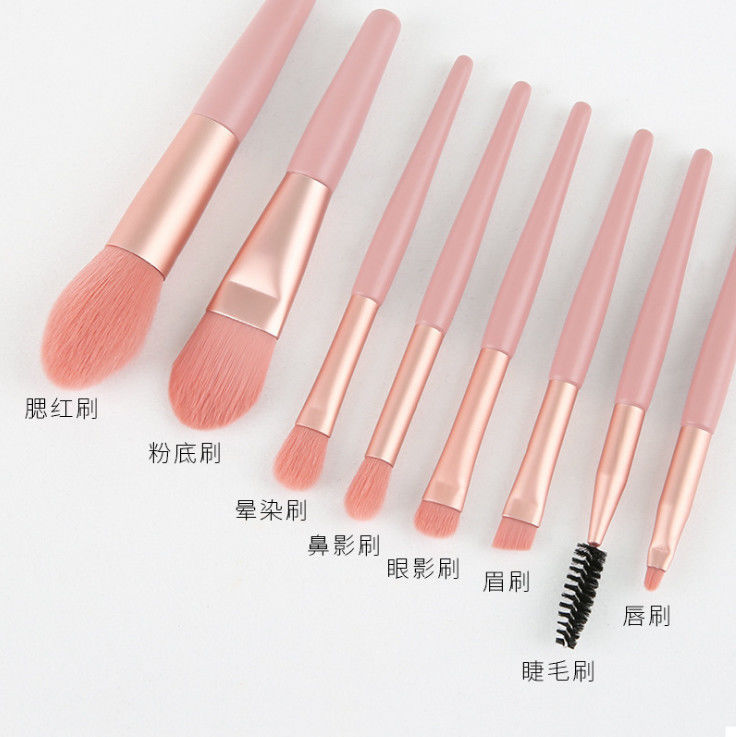 8Pcs Makeup Brushes Pro Pink Brush Set Powder EyeShadow Blending Eyeliner Eyelash Eyebrow Make Up Beauty Cosmestic Brushes