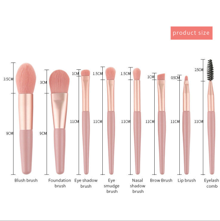 8Pcs Makeup Brushes Pro Pink Brush Set Powder EyeShadow Blending Eyeliner Eyelash Eyebrow Make Up Beauty Cosmestic Brushes