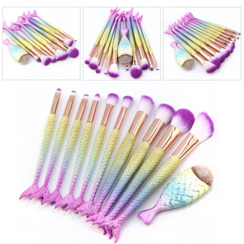 Makeup Brush Pro 11PCS Mermaid Powder Face Eyeliner Lip Cosmetic Brush Tools HOT