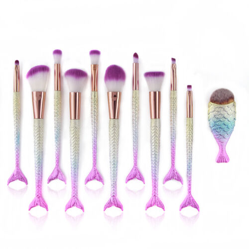 Makeup Brush Pro 11PCS Mermaid Powder Face Eyeliner Lip Cosmetic Brush Tools HOT