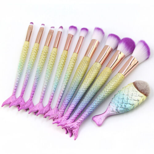 Makeup Brush Pro 11PCS Mermaid Powder Face Eyeliner Lip Cosmetic Brush Tools HOT